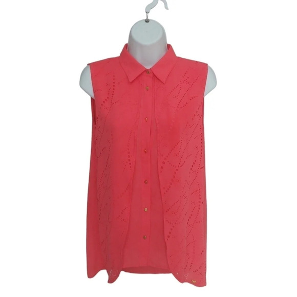Vex Collection Blouse Button  Down Faux Layers Salmon Pink 34 - Picture 1 of 8